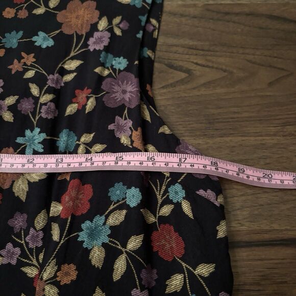 Parsons Place Midi Dress Women L Dark Floral Sleeveless Rayon Boho Cottagecore - Picture 5 of 7
